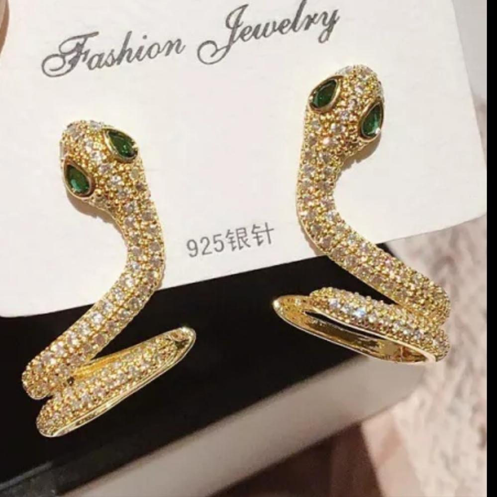 Snake Design sterling silver earrings